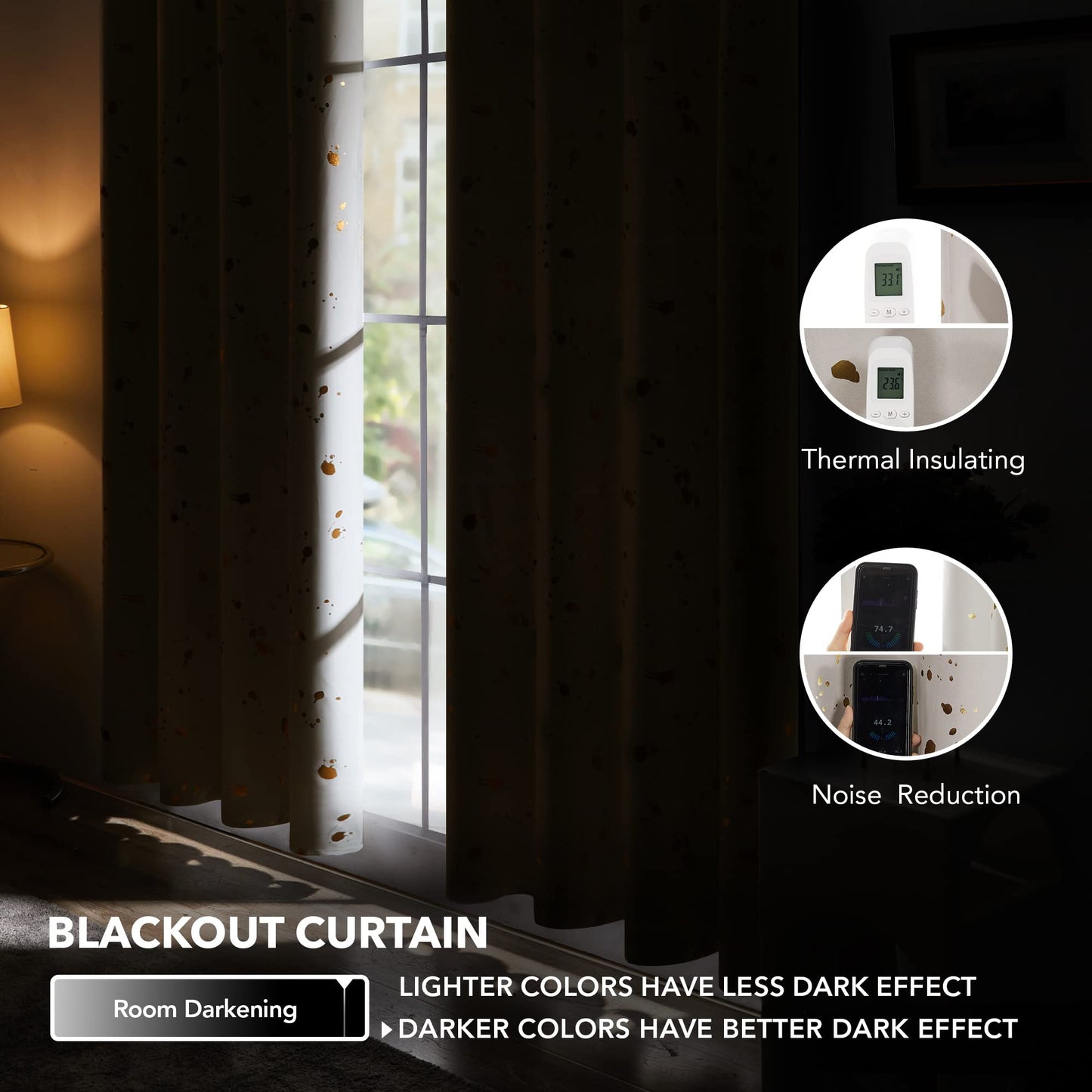Thermal Blackout Curtains, Noise-Reducing, 2 Panels