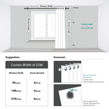 Blackout Thermal Insulated Curtains, 2 Panels