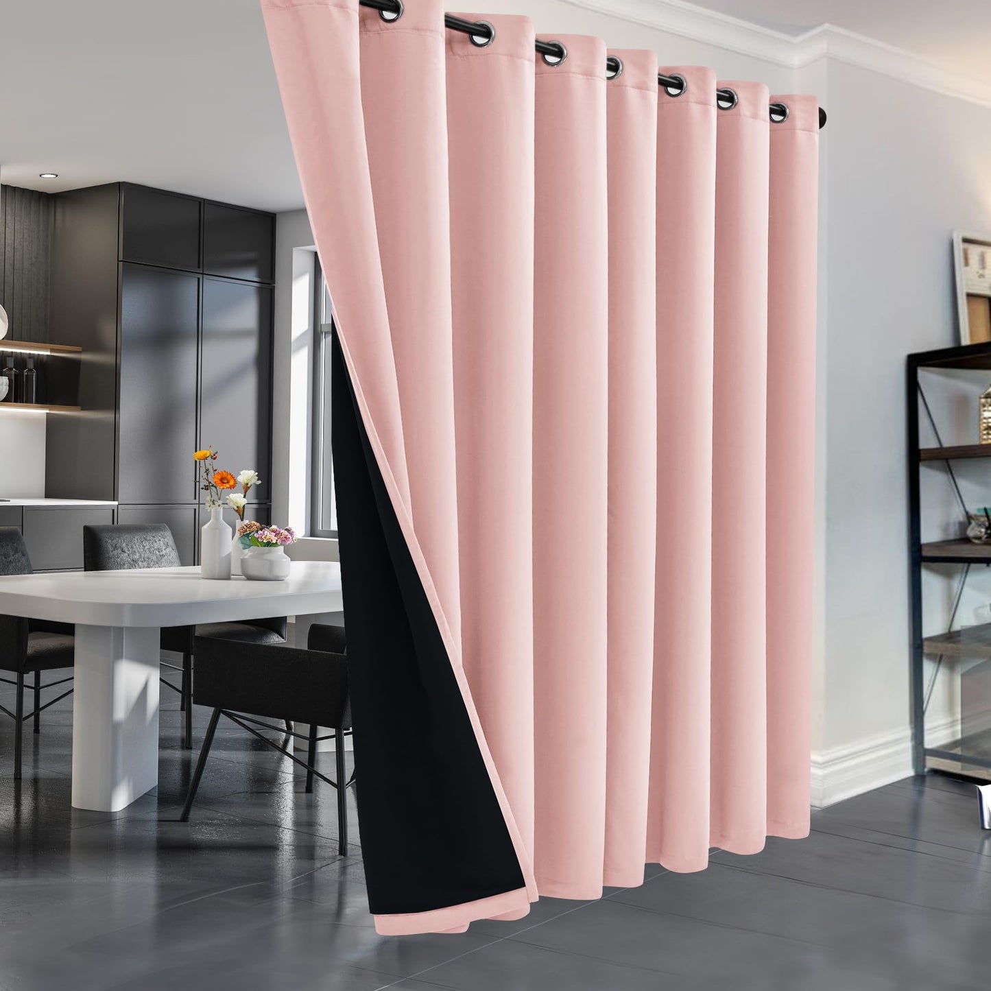 Double Layer Total Blackout Curtain, 1 Panel, White