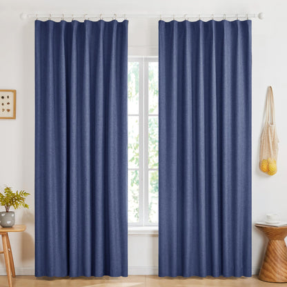 100% Blackout Pinch Pleat Curtains, Cream, 2 Panels