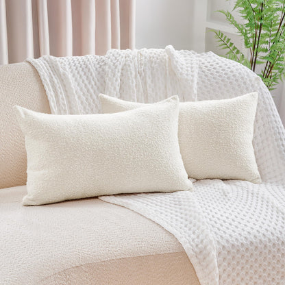 Boucle Throw Pillow Covers, Set of 2, Cream, 12x20