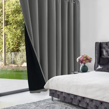 Double Layer Total Blackout Curtain, 1 Panel, White