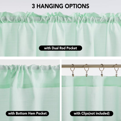 Linen Look Thermal Privacy Cafe Curtains, 2 Panels