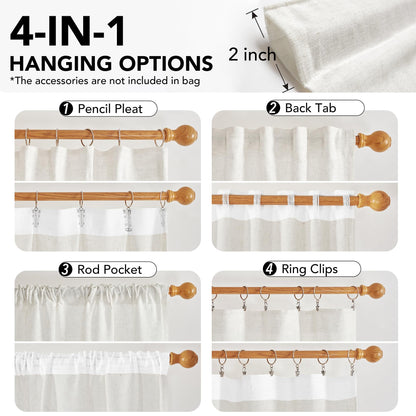 Light Filtering Linen Drapes, Back Tab & Rod Pocket