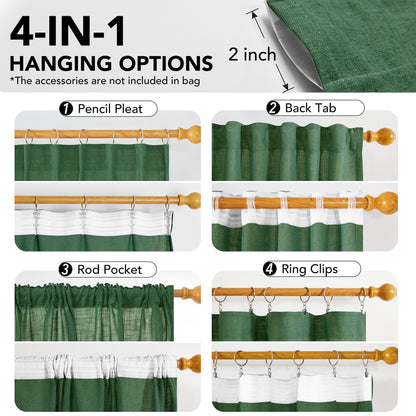 Light Filtering Linen Drapes, Back Tab & Rod Pocket