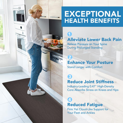 Cushioned Anti-Fatigue Kitchen Mat, 17x28 Inch, Grey