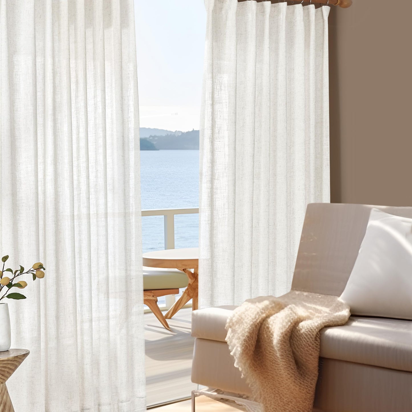 Light Filtering Linen Drapes, Back Tab & Rod Pocket