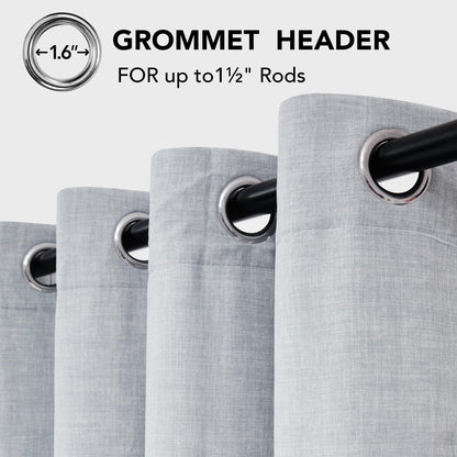 Double Liner Linen Curtains with Silver Coating, 2 Panels