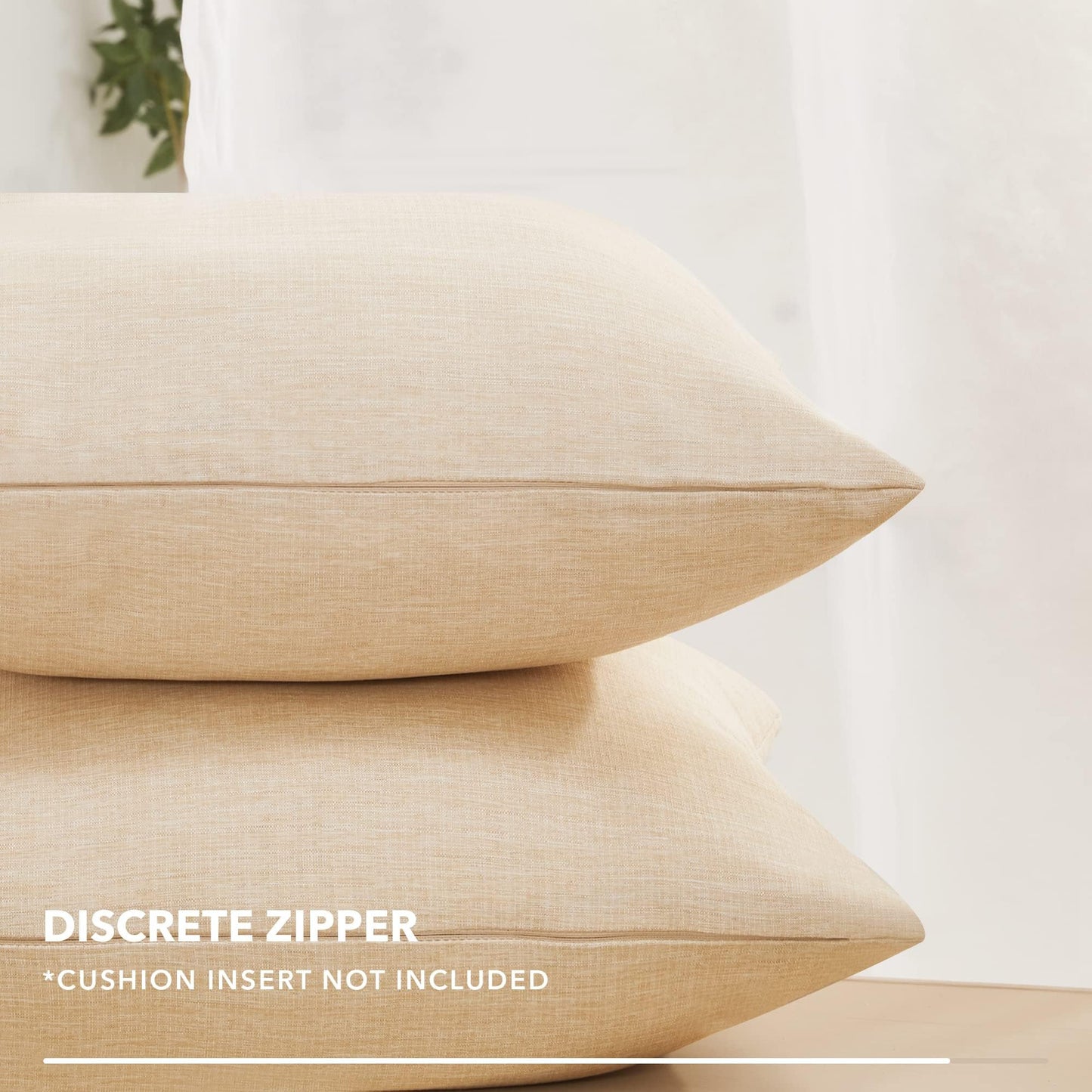Decorative Linen Throw Pillow Covers, 18x18 Inch, 4 PCS