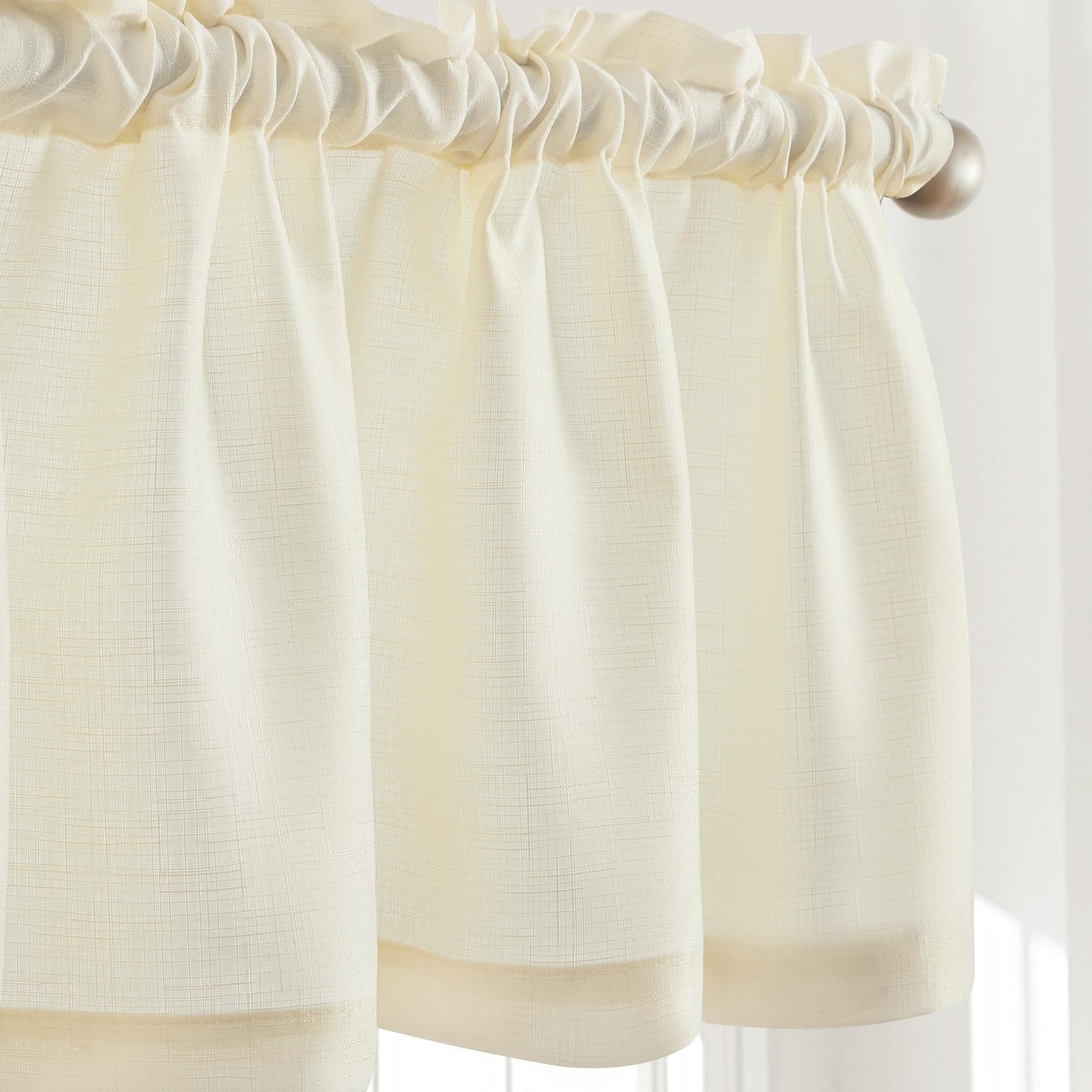 Linen Look Thermal Privacy Cafe Curtains, 2 Panels