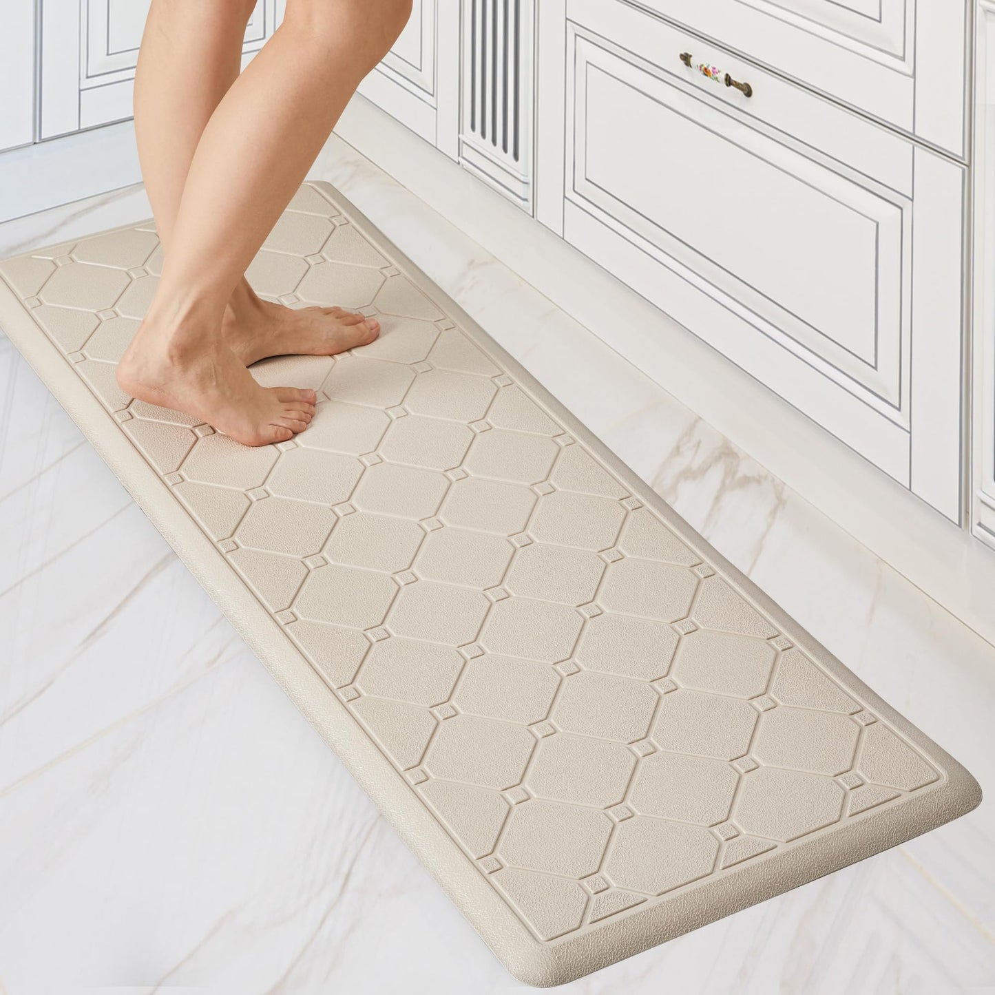 Cushioned Anti-Fatigue Kitchen Mat, 17x28 Inch, Grey