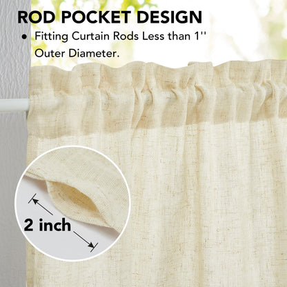 Natural Farmhouse Cafe Tier Curtains, 2 Panels