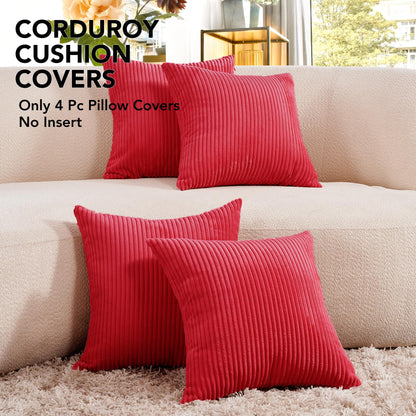 Corduroy Throw Pillow Covers, Cream White, 4PCS