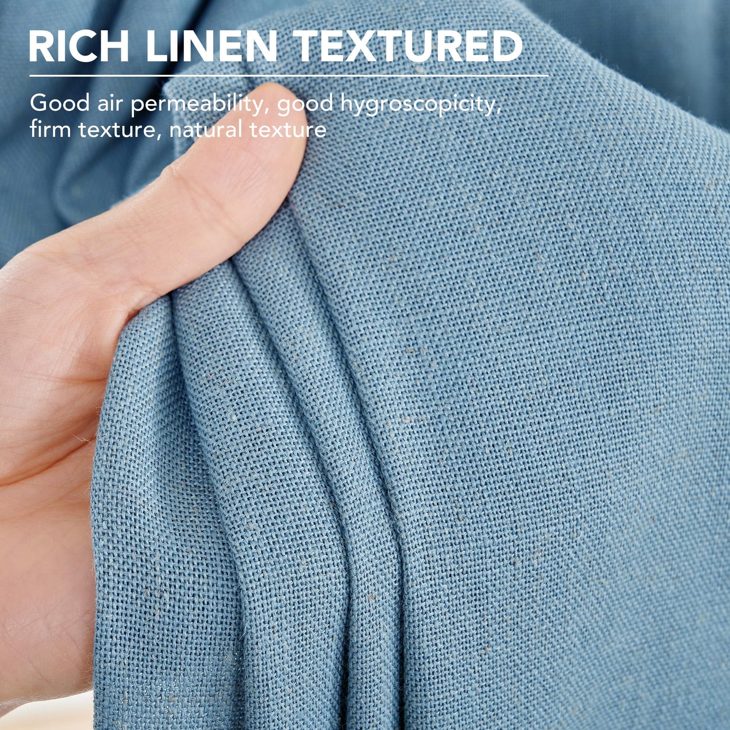 Linen Look Boho Semi-Sheer Curtains, 52x63 Inch, 2 Panels