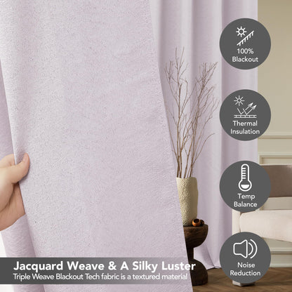 Pink Jacquard Blackout Curtains, 52x63 Inch