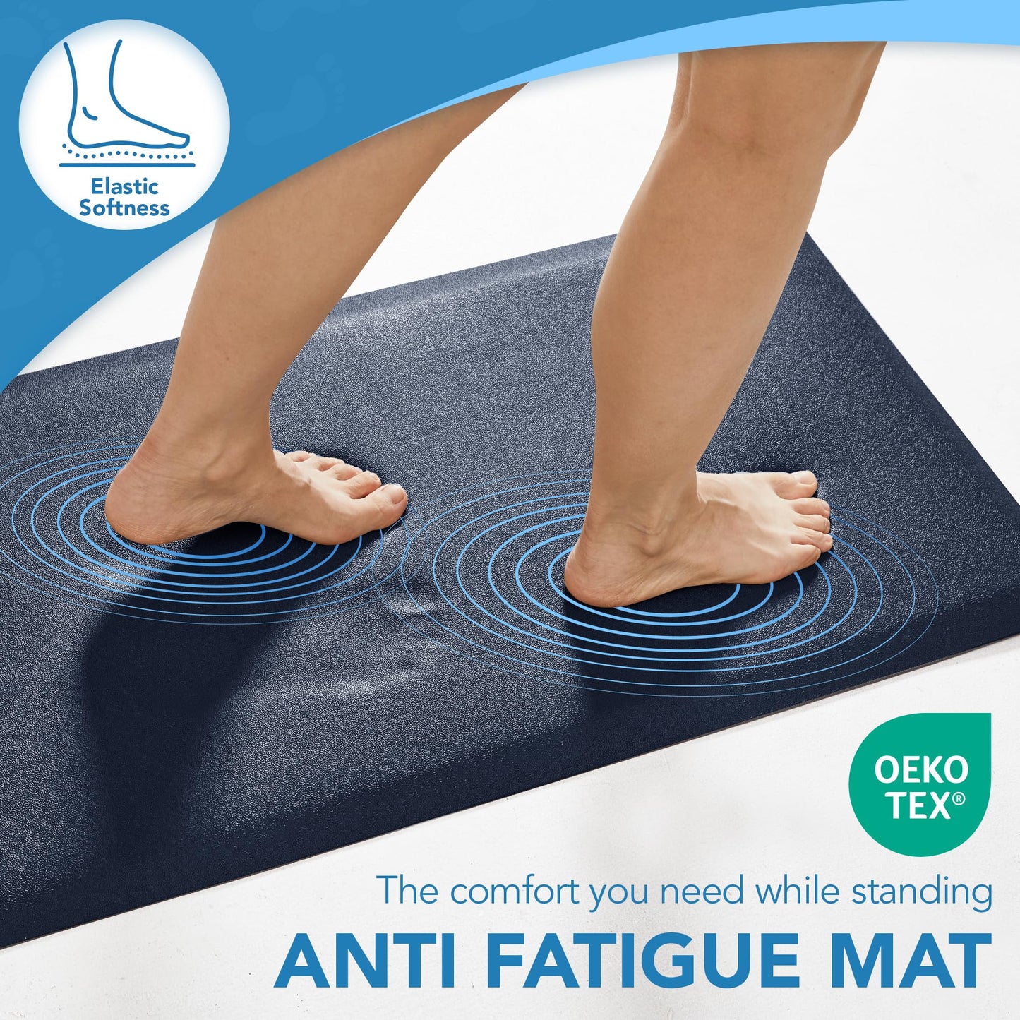 Cushioned Anti-Fatigue Kitchen Mat, 17x28 Inch, Grey