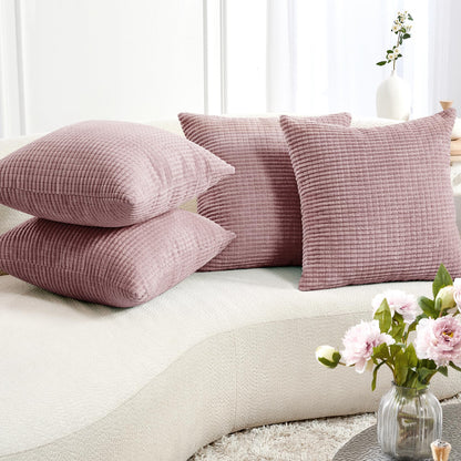 Corduroy Throw Pillow Covers, Cream White, 4PCS