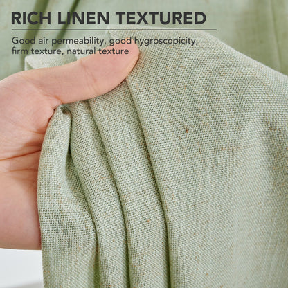 Linen Look Boho Semi-Sheer Curtains, 52x63 Inch, 2 Panels