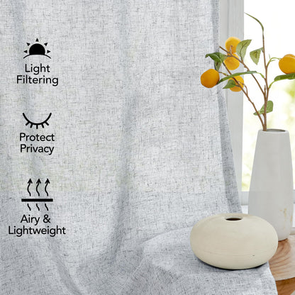 Light Filtering Linen Drapes, Back Tab & Rod Pocket