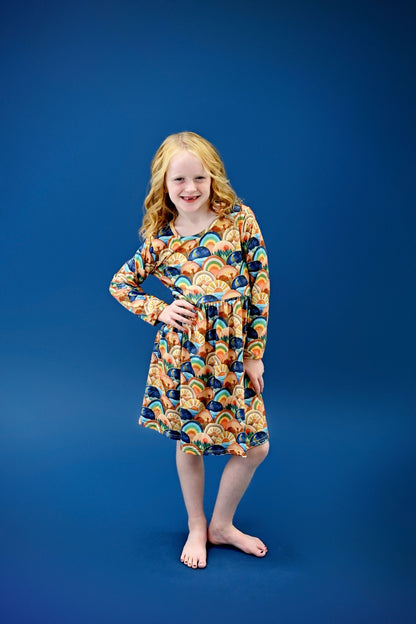 Boho Desert Long Sleeve Milk Silk Dress