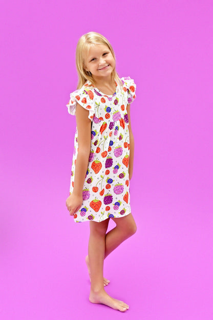 Mixed Berry Milk Silk Flutter Dress