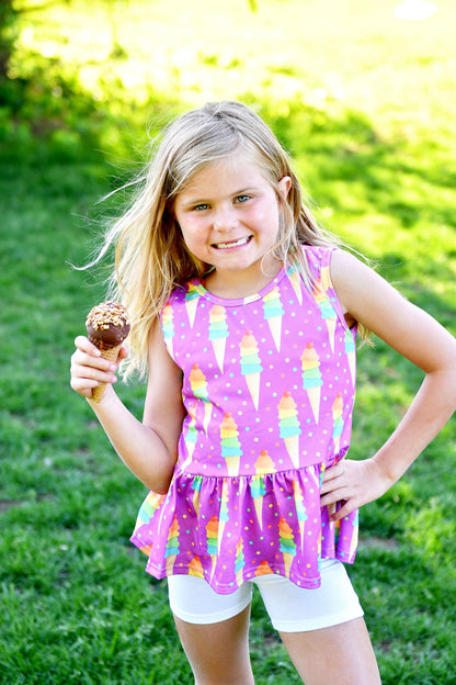 Ice Cream Milk Silk Peplum Tank Top
