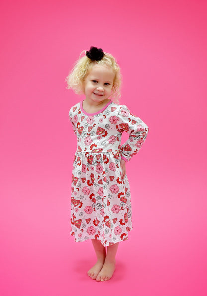 Super Valentine Long Sleeve Milk Silk Dress