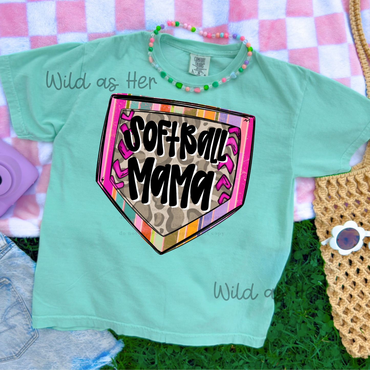 Softball Mama - leopard boujee home plate