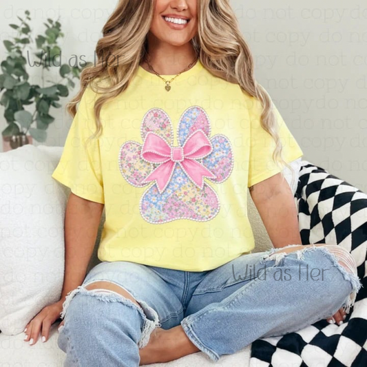 Floral Paw Print w/ bow