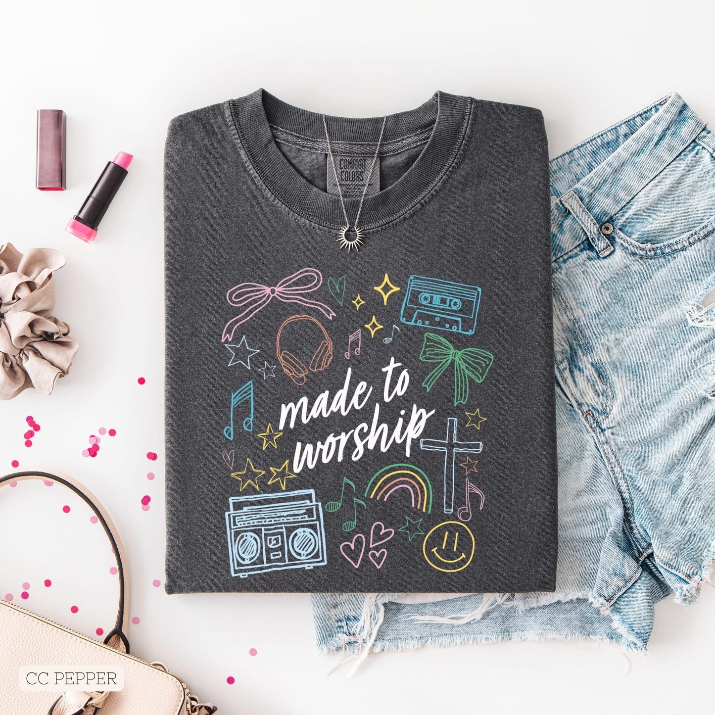 made to worship - bow & music outline