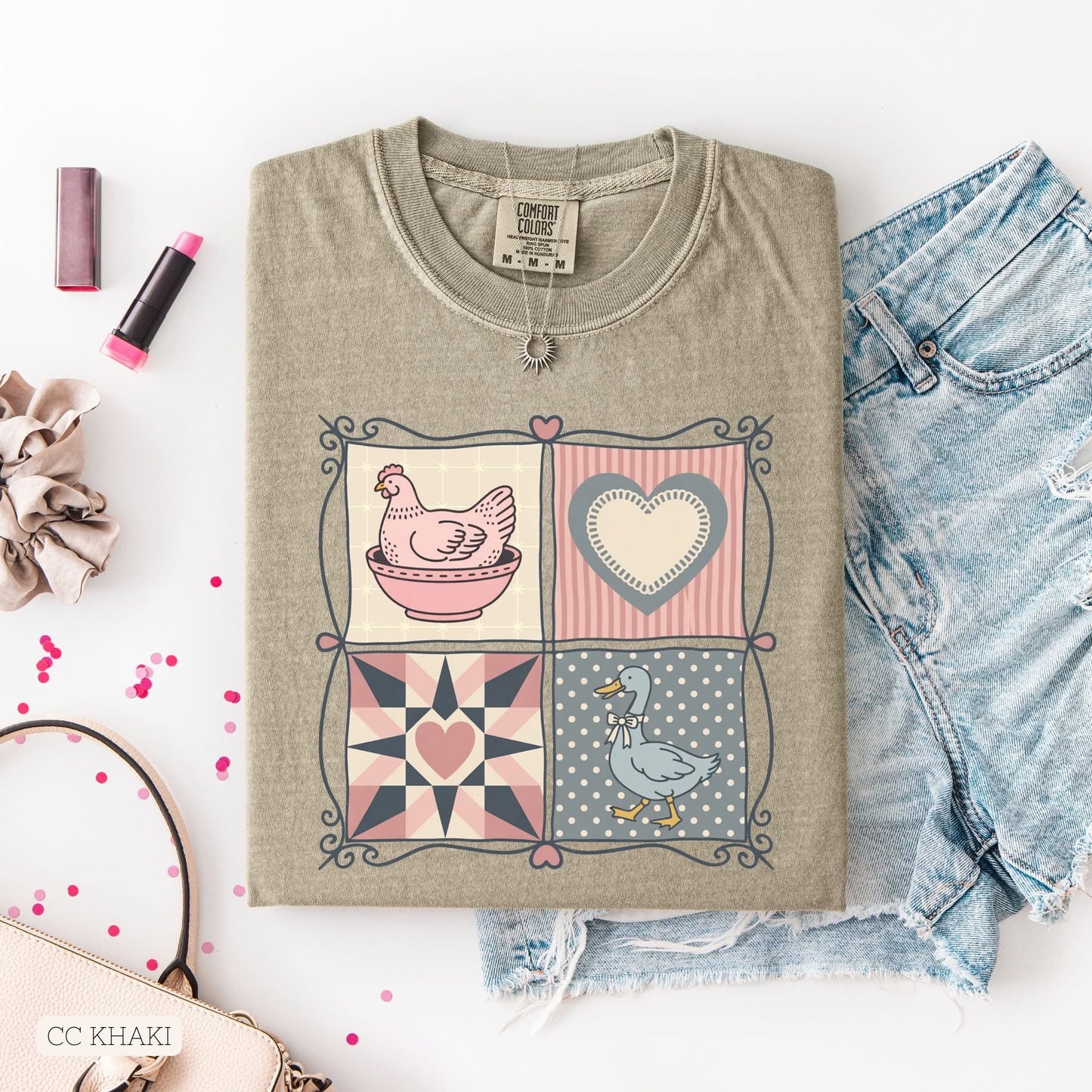 Pink Chicken/Blue Goose Squares