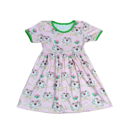 Pink Dog and Bone Short Sleeve Milk Silk Dress