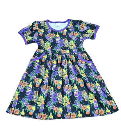 Potion Short Sleeve Pocket Milk Silk Dress