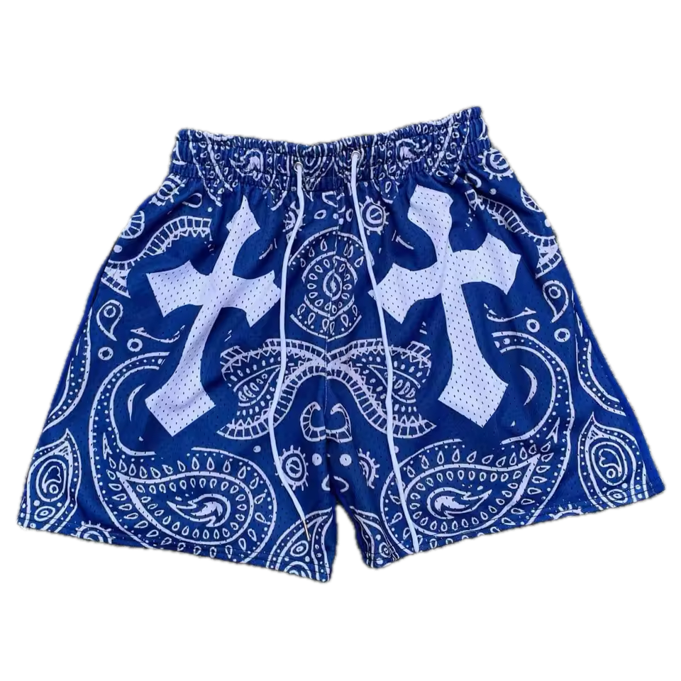 Paisley Cross Mesh Shorts