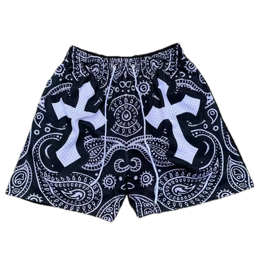 Paisley Cross Mesh Shorts