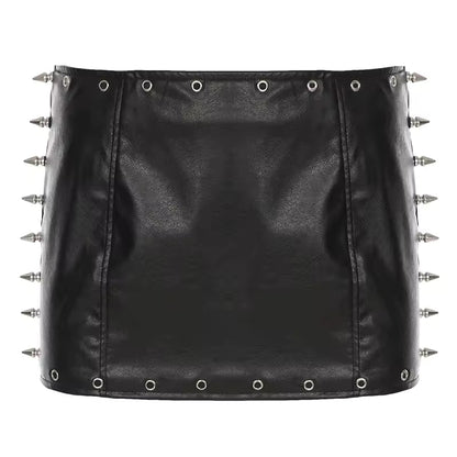 Studded & Grommet Mini Skirt