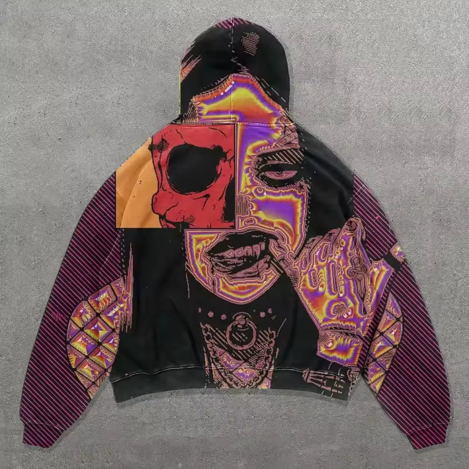 Skull Fragment Graphic Hoodie