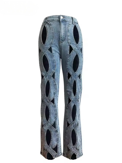 Woven Detail Denim Jeans