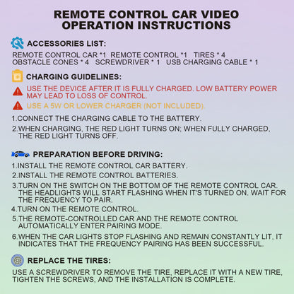 1:24 Scale Remote Control Drift Car - 2.4Ghz 4WD RC Drift Car with LED Lights & Tires - Remote Control Racing Car, Perfect Birthday Gift for Kids