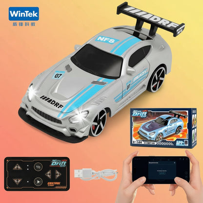 2026 Wintek 1:64 Mini Drift RC Car – Adult Desktop Racing Toy, App-Controlled RC with LED Lights & Adjustable Speed, Cool Gift for Boyfriend & Men