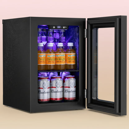 Antarctic Star 4L Mini Compact Refrigerator with Gaming Light: 6-Can Portable Cooler for Bedroom, Car, Office, Dorm - Cosmetics, Beverage & Food Storage (Black)