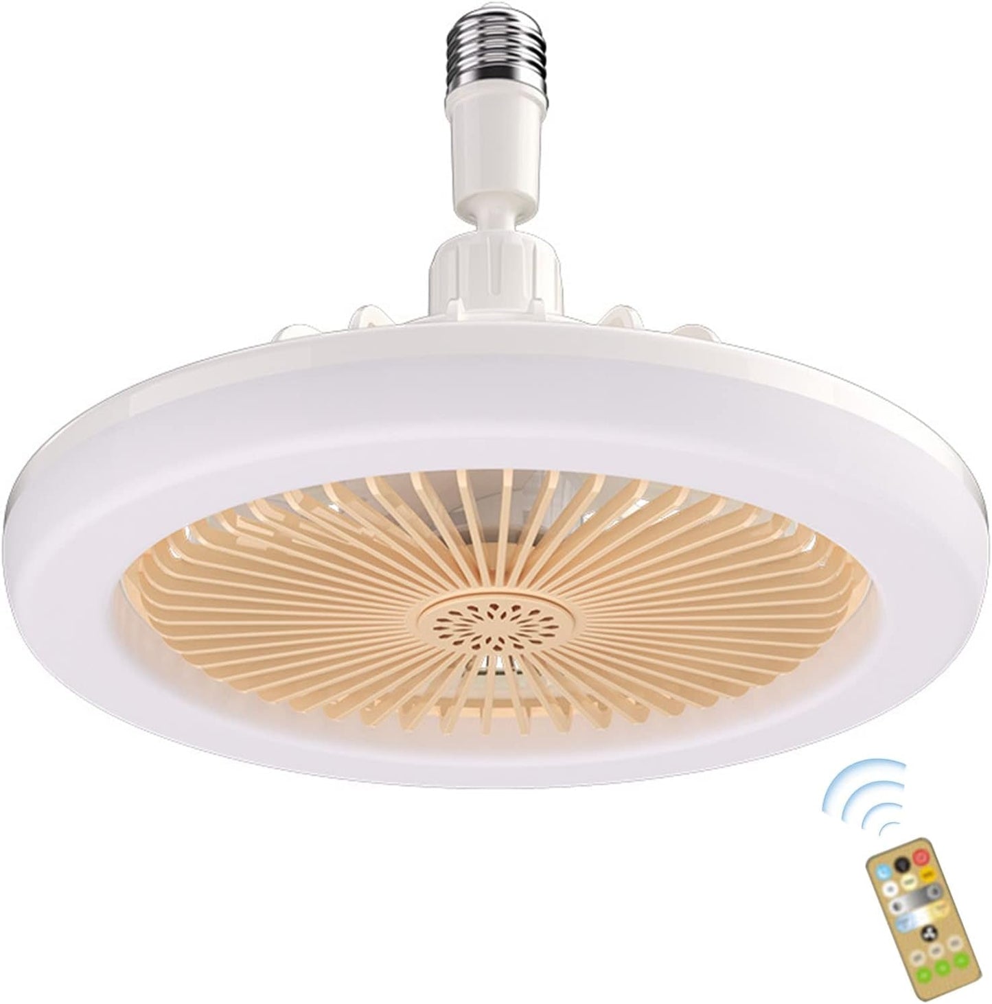 Ceiling Fan with Lights E27 30W Ceiling Light with Fans and Remote Control Timing 3 Color Dimmable LED Lamp 3 Speeds Whisper-Quiet Ceiling Light Bulb Fan for Bedroom Home Office Dormitory