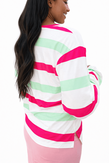 Mimi Multi-Color Striped Bell Sleeve Top