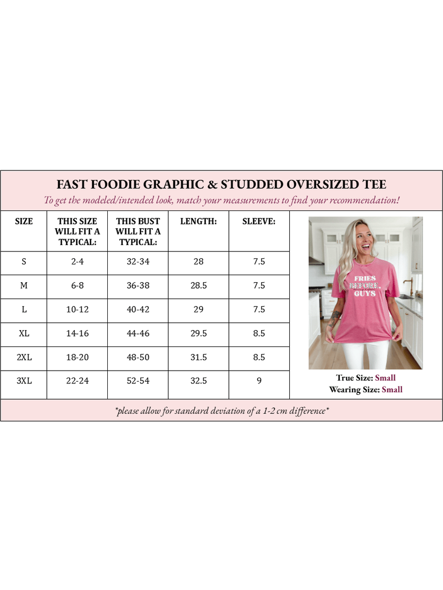 “Fries Before, During, & After Guys” Graphic & Studded Washed Tee