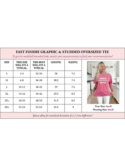 “Fries Before, During, & After Guys” Graphic & Studded Washed Tee