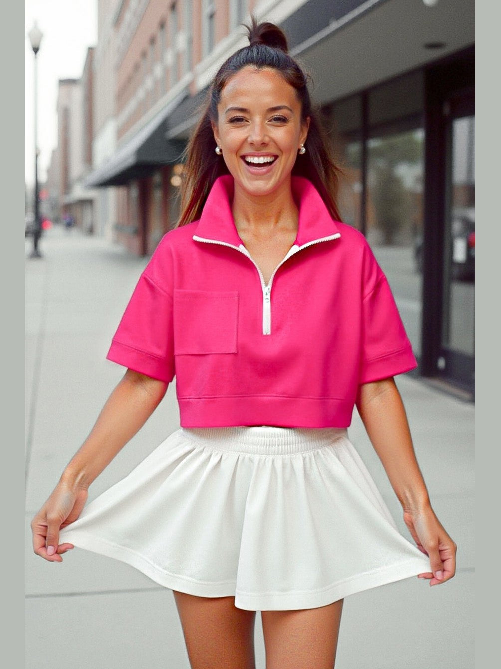 Lightweight Half Zip & Midi Short Sleeve Top