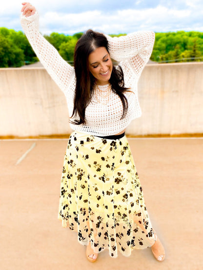 Wide Sleeve Crochet Crop Top Coverup