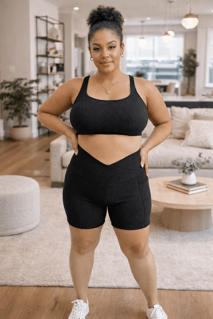 PREORDER Max Sculpt Ribbed Short Length Biker Shorts